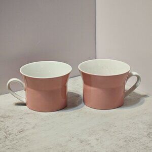 Pair Coffee Tea Cups Mikasa Duplex By Ben Seibel Bubble Gum Pink / White  MCM vt